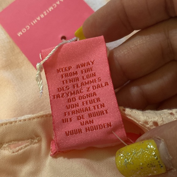 Isaac Mizrahi girls pink eyelet lace sleeveless dress, lace trim hem front bow - Picture 8 of 9